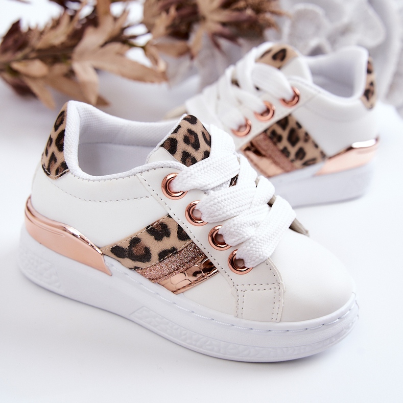 FR1 Sapatos Esportivos de Couro Branco Leopardo Trixie 2