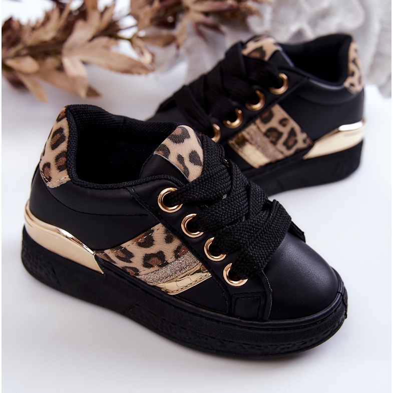 FR1 Tênis esportivo Trixie preto de couro de leopardo 2