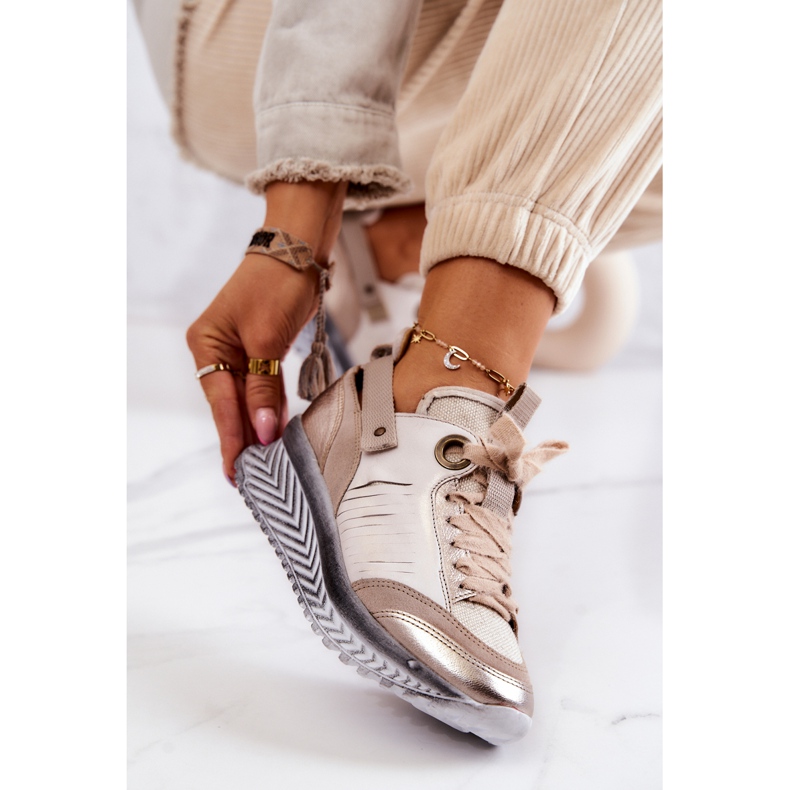 Tênis feminino de couro Maciejka 04916-19 bege 1