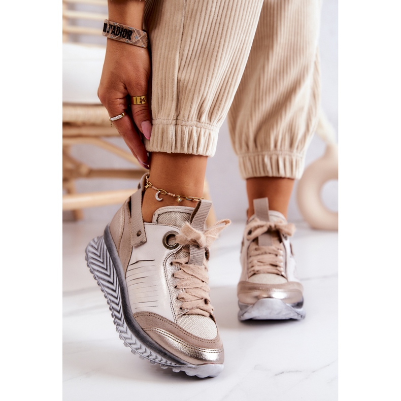 Tênis feminino de couro Maciejka 04916-19 bege 2