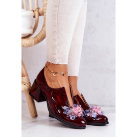 PA2 Salto alto de couro elegante com decoração Borgonha Delaver vermelho 1