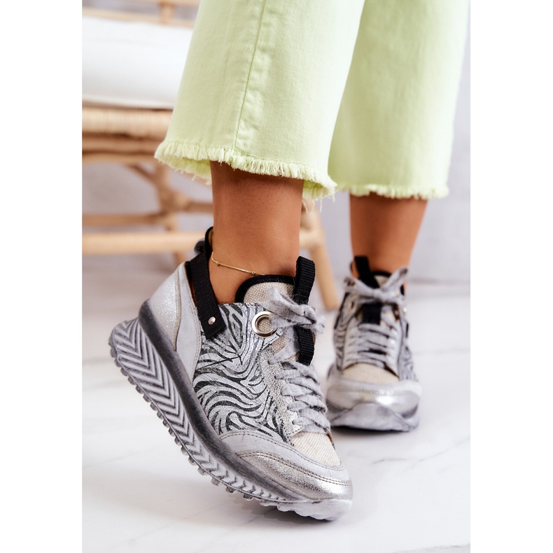 Tênis feminino Maciejka de couro 04916-03 cinza 2