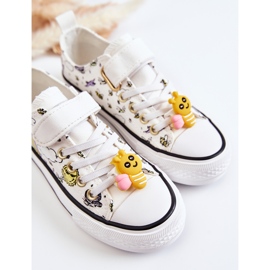 Vinceza Tênis infantil com renda branca com estampa de velcro branco 2 Vinceza Tênis infantil com renda branca com estampa de velcro branco 2