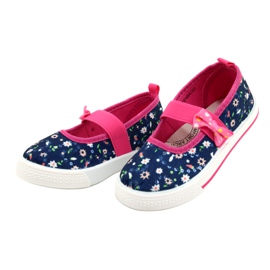 American Club Ballerinas de meninas tênis com um arco ten64/22 em flores azul azul 2