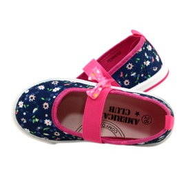 American Club Ballerinas de meninas tênis com um arco ten64/22 em flores azul azul 4