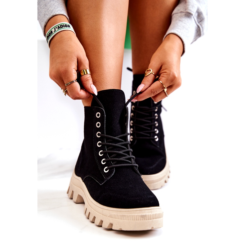 PS1 Botas de camurça amarradas pretas furacão preto 1