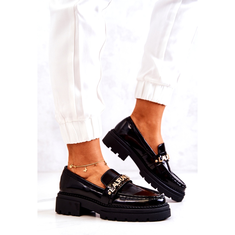 Mocas pintadas cartas femininas LA.FI Black Leather Insert preto 3