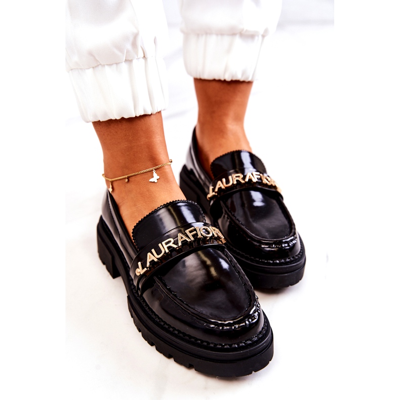 Mocas pintadas cartas femininas LA.FI Black Leather Insert preto 4