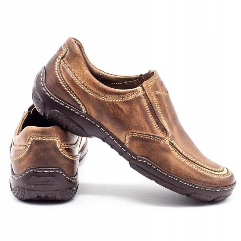 Joker Mocassins de couro masculino 213 marrom castanho 3