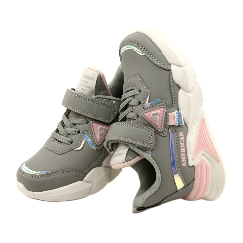American Club Velcro Sports Shoes com holograma AA24/22 Gray cinza 4