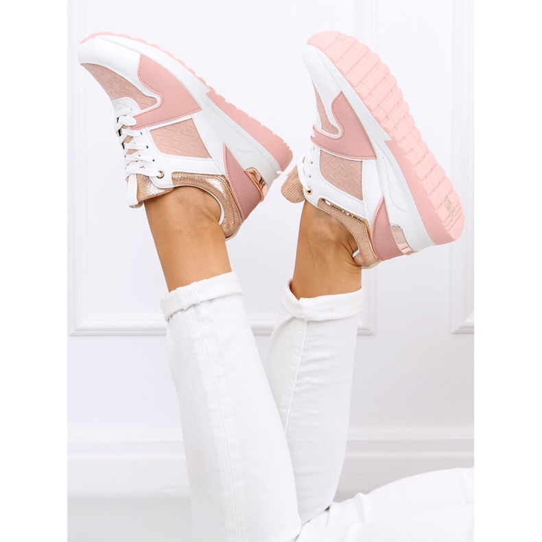 Tênis esportivo de cunha Adan Pink rosa multicolorido 1