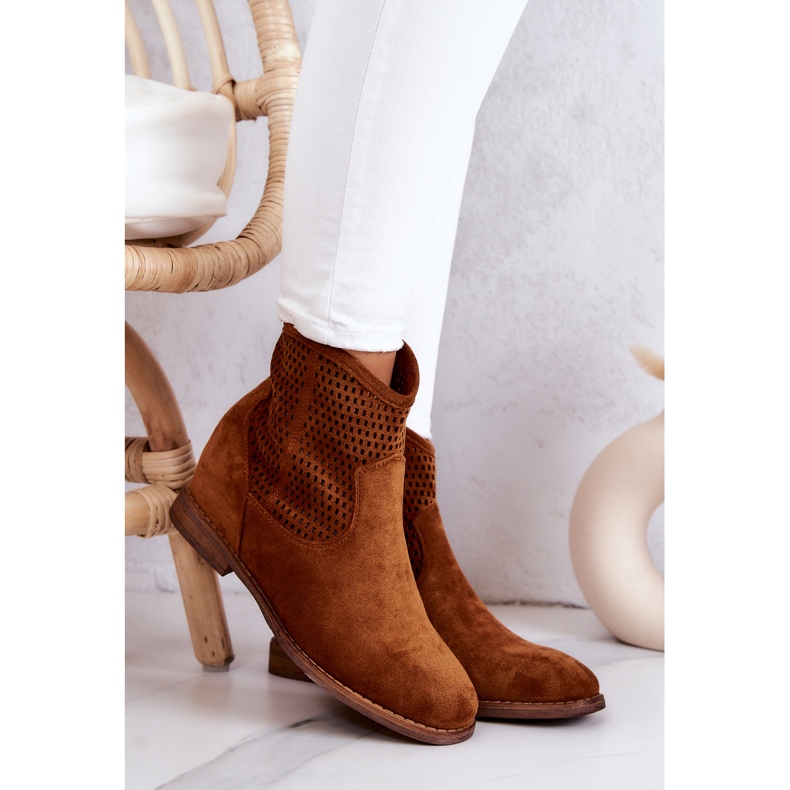 S.Barski Botas Femininas de Camurça Cunha Oculta Camel Solene castanho 1