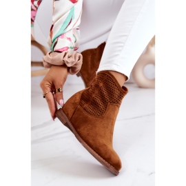 S.Barski Botas Femininas de Camurça Cunha Oculta Camel Solene marrom 2