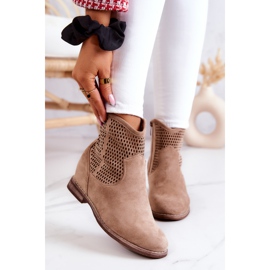 S.Barski Botas Femininas de Camurça Cunha Oculta Bege Solene 1