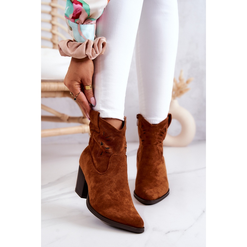 S.Barski Botas de cowboy femininas de camurça Camel Devon castanho 1 S.Barski Botas de cowboy femininas de camurça Camel Devon castanho 1