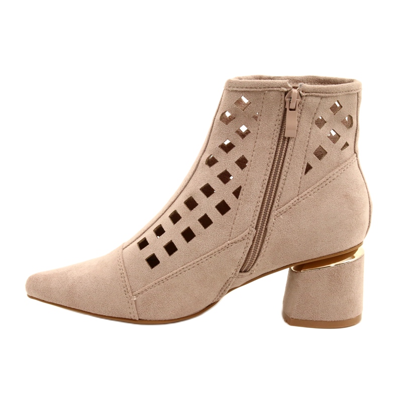 M.Daszyński Botas vazadas femininas Daszyński MR2168A-3 camurça Bege 1 M.Daszyński Botas vazadas femininas Daszyński MR2168A-3 camurça Bege 1