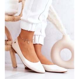 Bailarinas femininas de couro Maciejka 04100-26 Bege claro 1