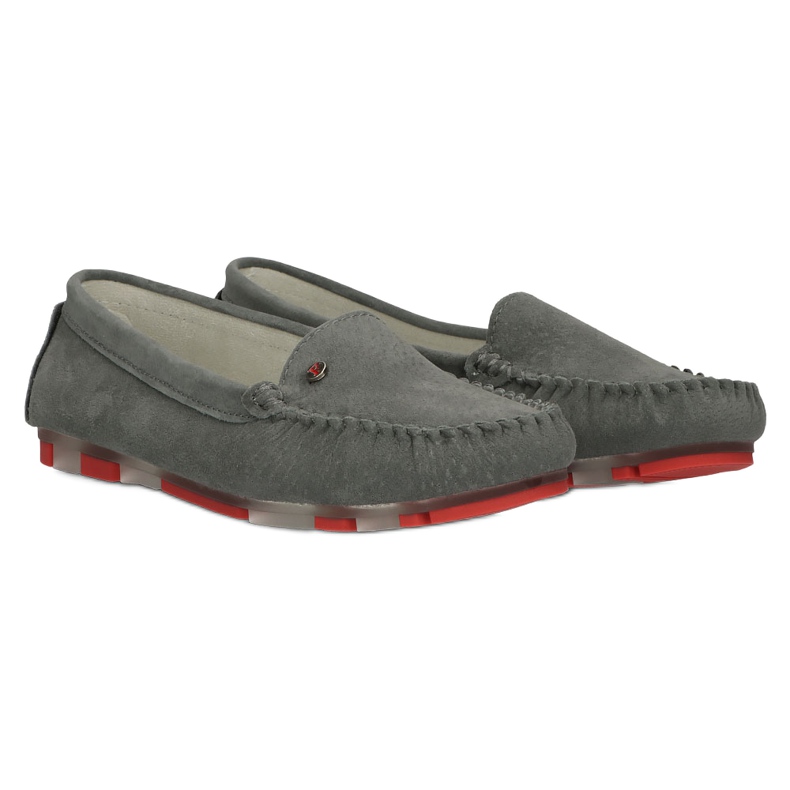 Mocassins de couro Filippo DP2037 / 22 GR RD Cinza vermelho 4