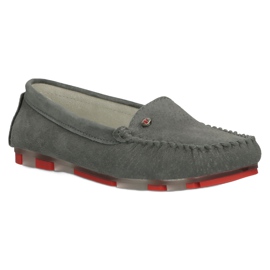 Mocassins de couro Filippo DP2037 / 22 GR RD Cinza vermelho 1