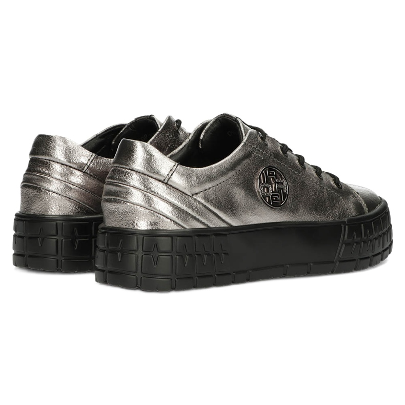 Filippo Tênis de couro estiloso DP3528/22 GN Gun Metal marrom prata 3
