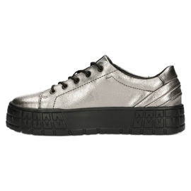 Filippo Tênis de couro estiloso DP3528/22 GN Gun Metal castanho prata 1