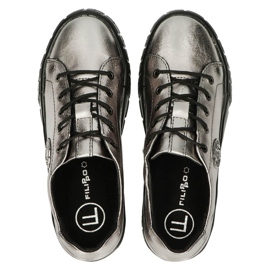 Filippo Tênis de couro estiloso DP3528/22 GN Gun Metal marrom prata 4
