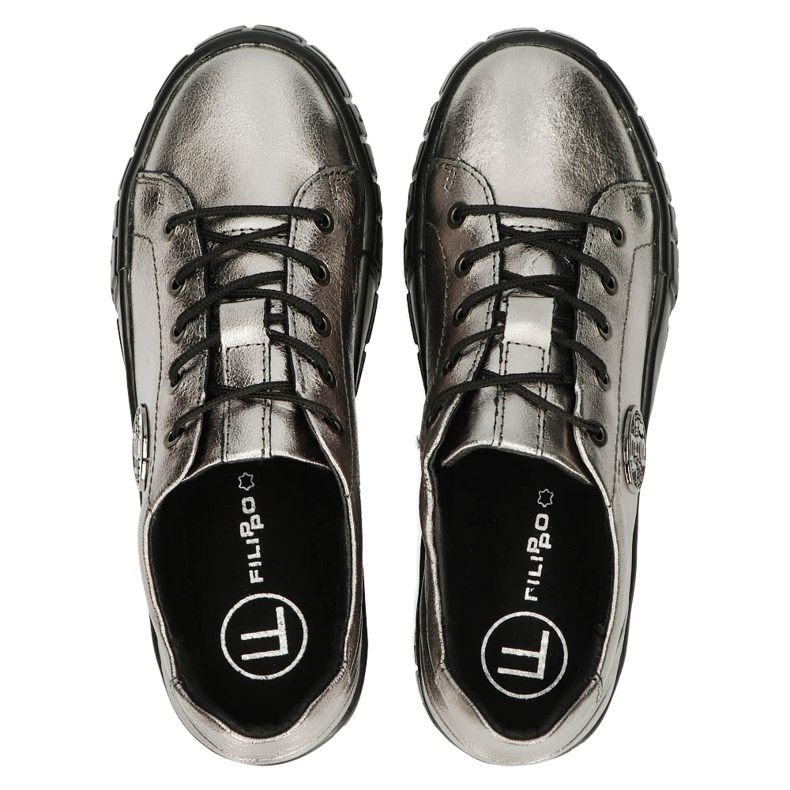 Filippo Tênis de couro estiloso DP3528/22 GN Gun Metal castanho prata 4