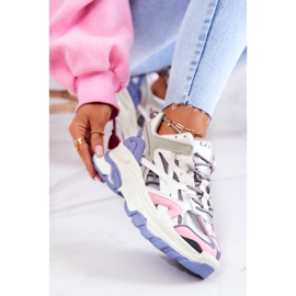 Tênis esportivo feminino de couro GOE JJ2N4090 multicolorido branco roxo rosa cinza 1
