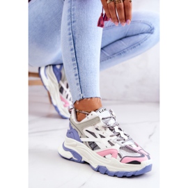 Tênis esportivo feminino de couro GOE JJ2N4090 multicolorido branco roxo rosa cinza 2