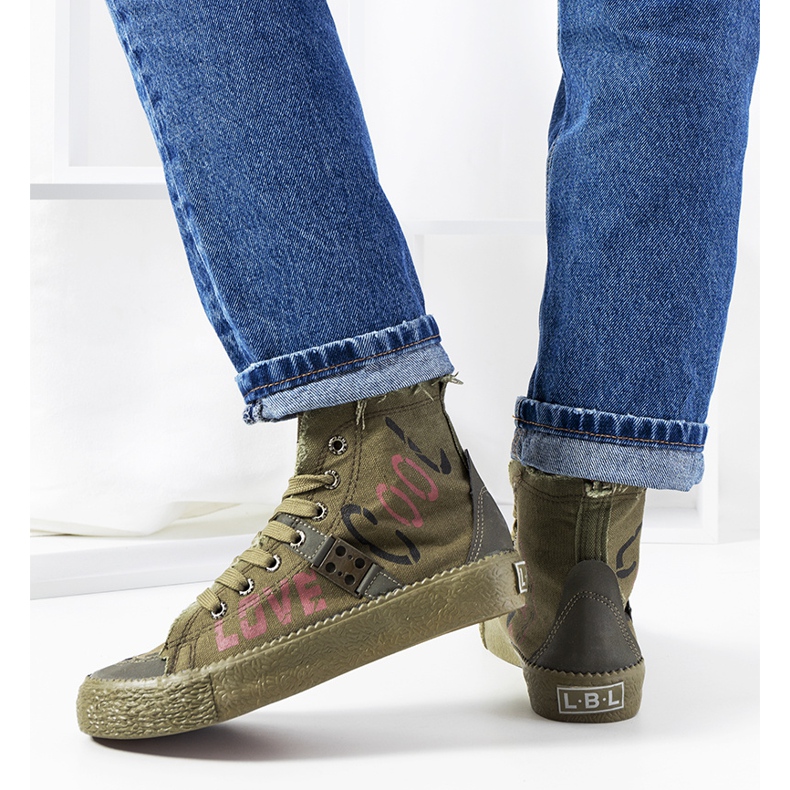 Tênis cano alto verde Amabella cáqui 2