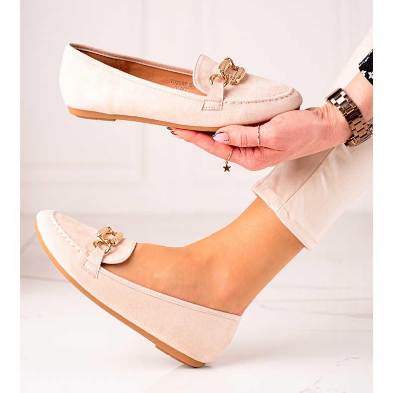 Seastar Mocassins com decoração dourada bege 1 Seastar Mocassins com decoração dourada bege 1