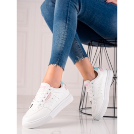 TRENDI Calçados esportivos feitos de couro ecológico branco 1