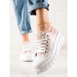 W. Potocki Tênis na plataforma Potocki branco rosa 2
