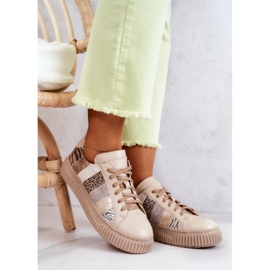 Sapatos Esportivos de Couro na Plataforma Maciejka 05482-04 Bege 2