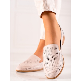 Goodin Mocassim de couro com padrão a céu aberto bege 2