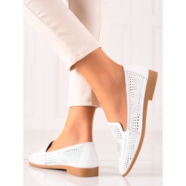 Goodin Mocassim de couro com padrão a céu aberto branco 1