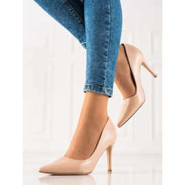 Goodin Salto alto clássico feito de couro ecológico bege 2