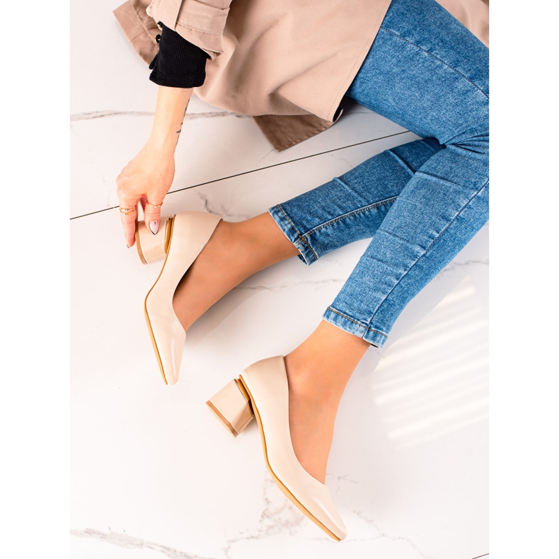 Seastar Bombas com couro ecológico bege 1 Seastar Bombas com couro ecológico bege 1