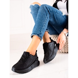 TRENDI Tênis de couro ecológico preto 1