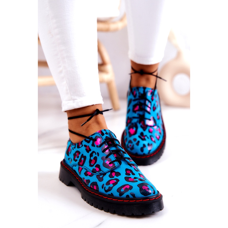 Sapatos Oxfords Femininos Maciejka 04087-47 de Couro Azul multicolorido 3