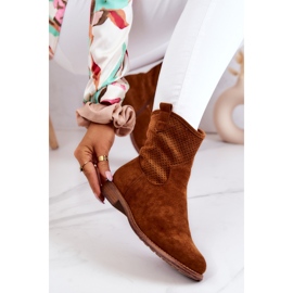 S.Barski Botas abertas femininas de camurça Camel Lemar marrom 1