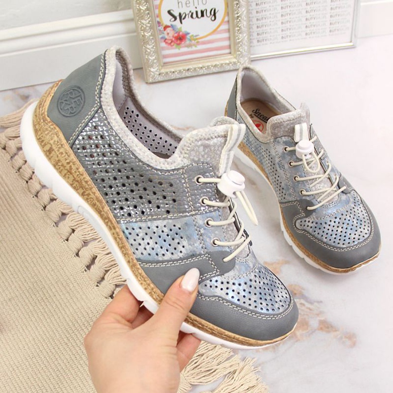 Rieker W N4255-12 tênis esportivo a céu aberto azul 1