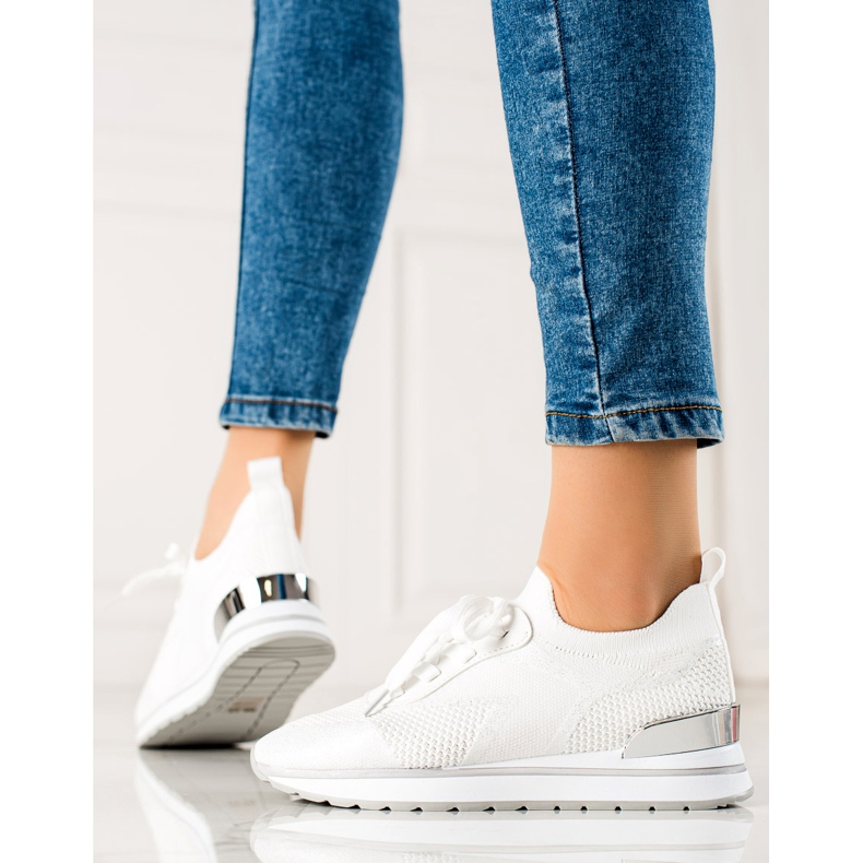 TRENDI Calçados Esportivos Brancos Com Brilho 1