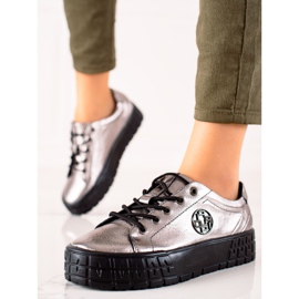 Filippo Tênis de couro na plataforma bege 2