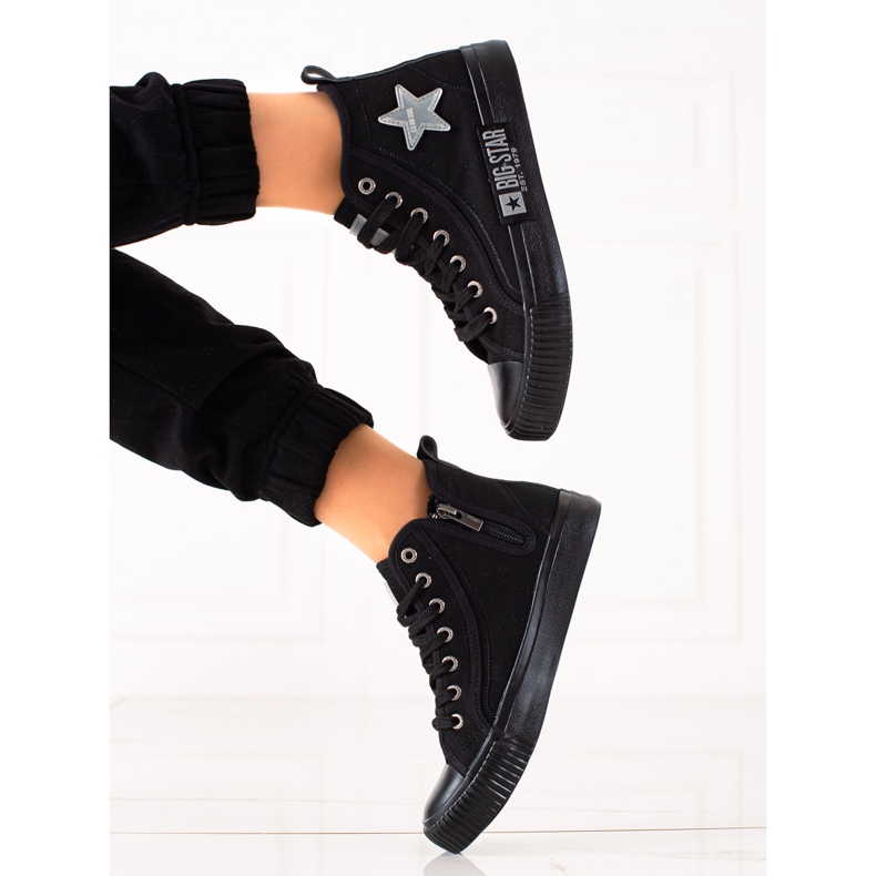 Tênis feminino cano alto Big Star JJ274380 preto 1