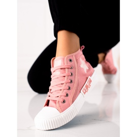Tênis feminino cano alto Big Star JJ274382 rosa 2