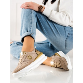 Filippo Tênis de couro elegante bege marrom 1