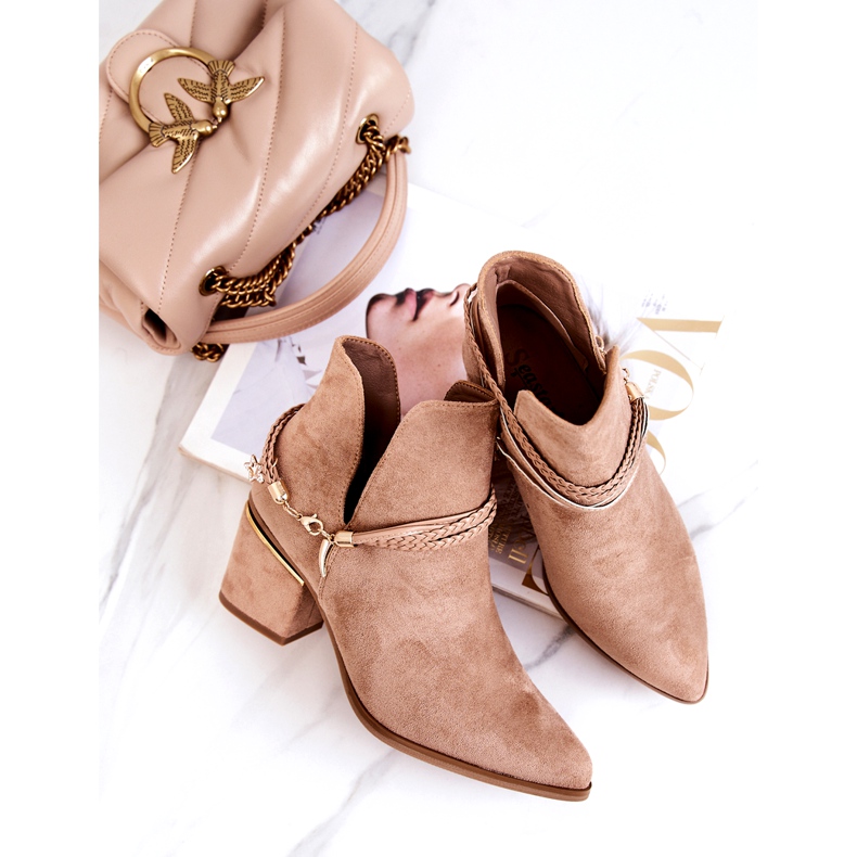 PS1 Botas de cowboy de camurça bege escuro Inessa com listras 5