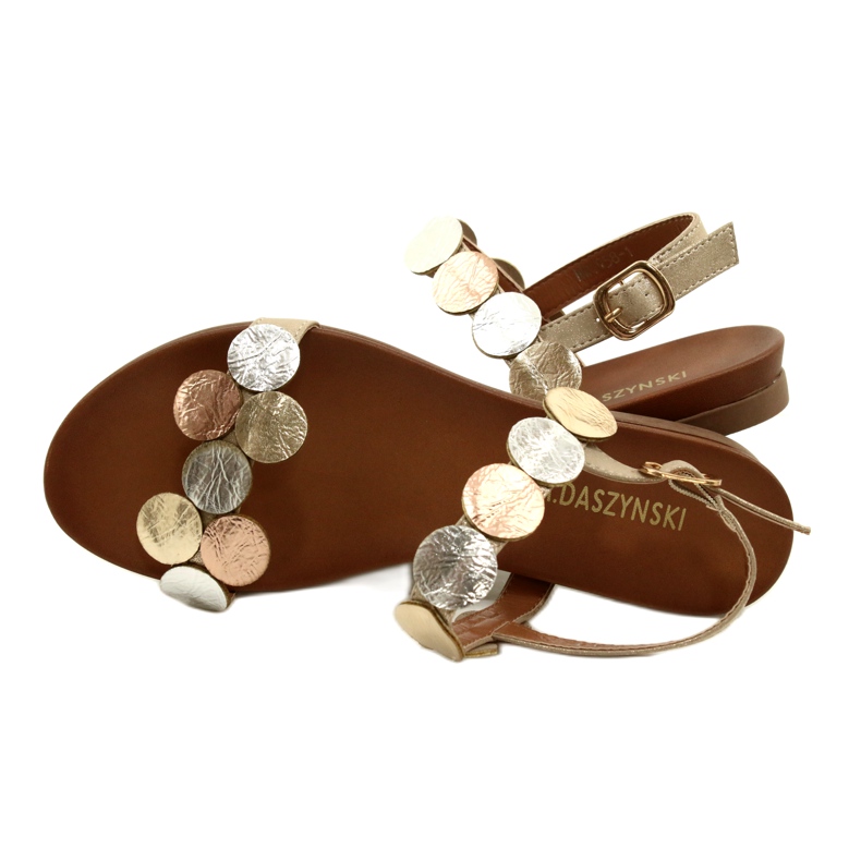 M.Daszyński Sandálias rodas douradas Daszyński MR1958-1 Gold bege prata dourado 4