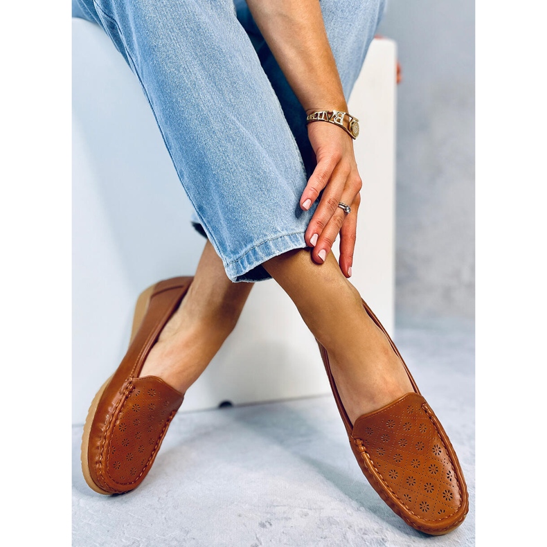 Mocassins femininos Cukki Camel a céu aberto castanho 2